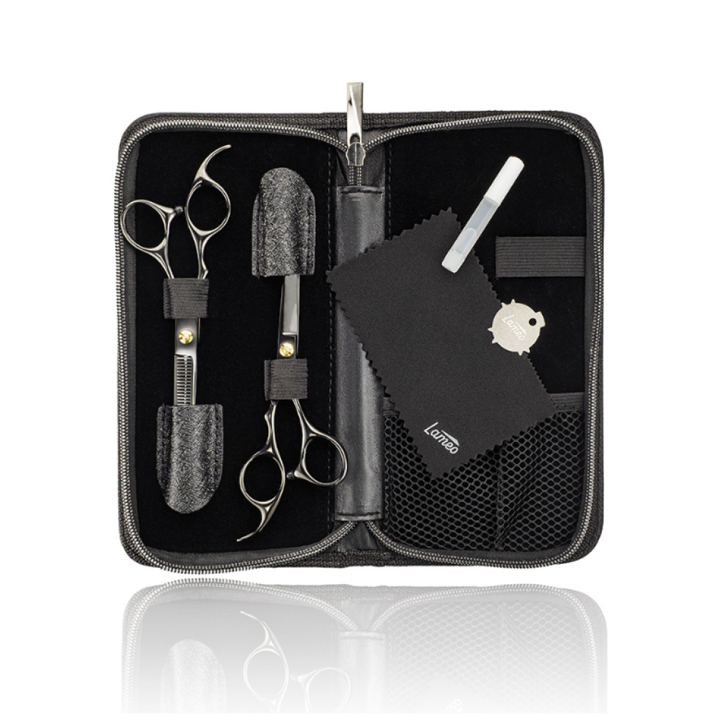 Lameo STAGE PRO SET OFFSET BLACK - Professional Cutting Scissor Set with Case (370.938)