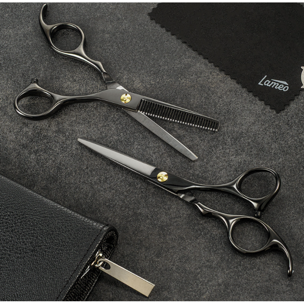 Lameo STAGE PRO SET OFFSET BLACK - Professional Cutting Scissor Set with Case (370.938)