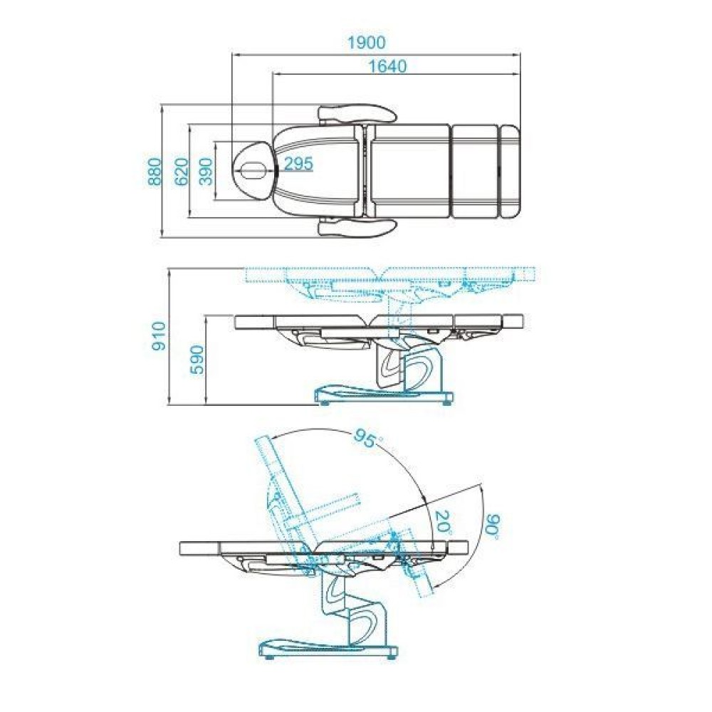 Electric beauty chair Azzurro 708A 4 motors, white (109094)