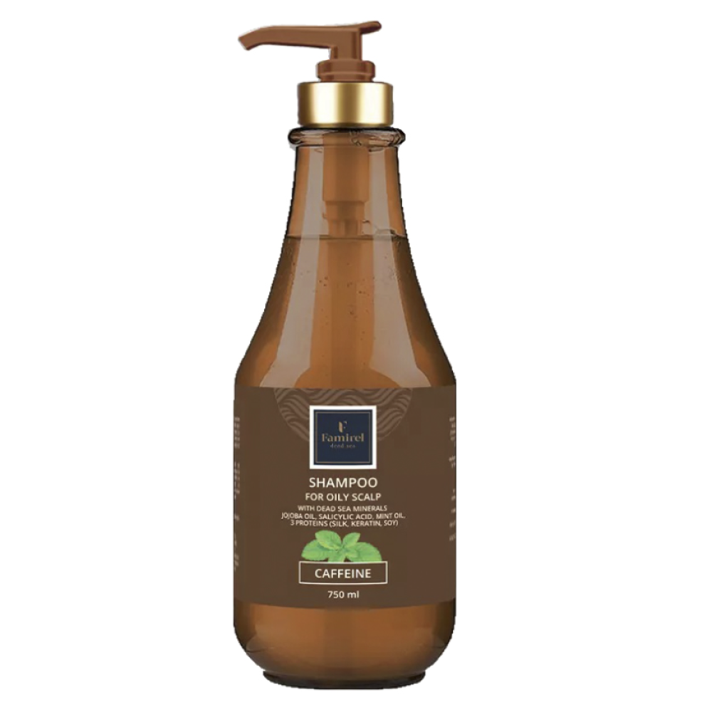 FAMIREL Shampoo Oily Scalp with Caffeine, Mint, Silk Proteins & Dead Sea minerals, 750ml (7290114084970)