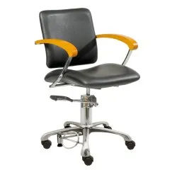 Styling hairdresser chair London C, armrest beech/ armrest black