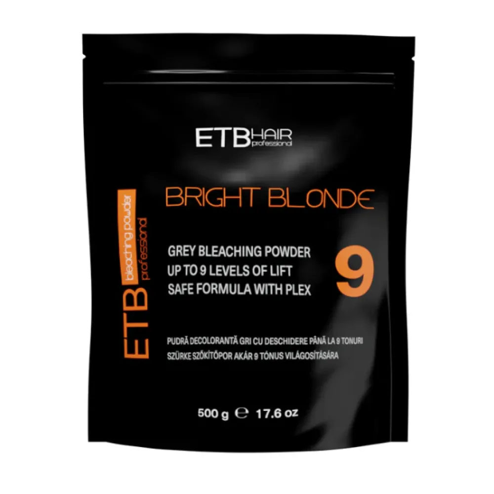 ETB Hair Professional Premium Bright Blonde Grey Bleaching Powder 9 Level, 500gr.