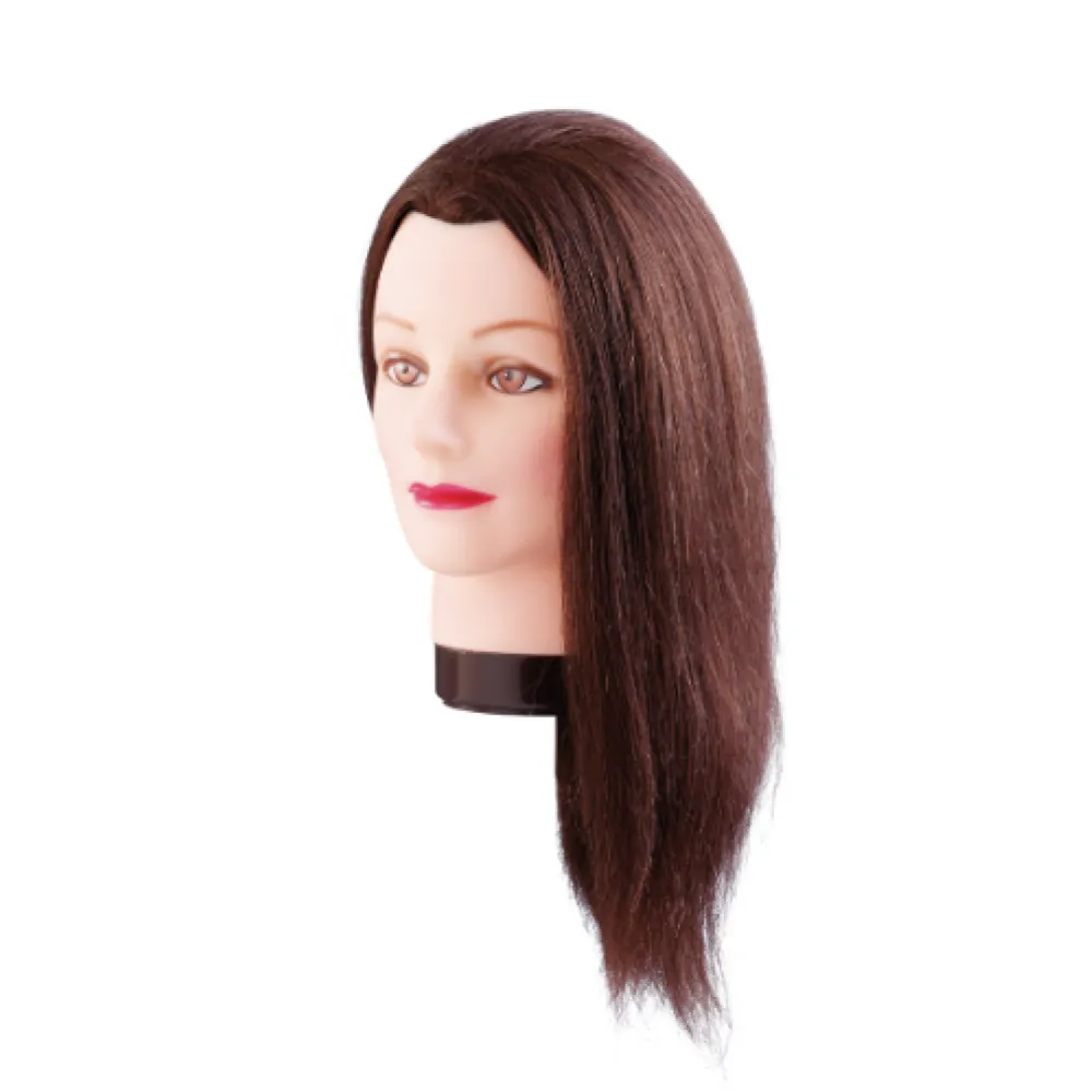 Manekena galva/manekens Emma, brown - ar naturāliem matiem 40cm (7000832)