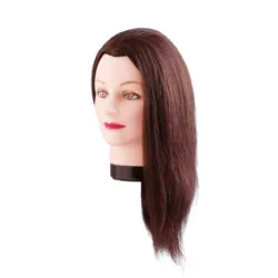 Manekena galva/manekens Emma, brown - ar naturāliem matiem 40cm